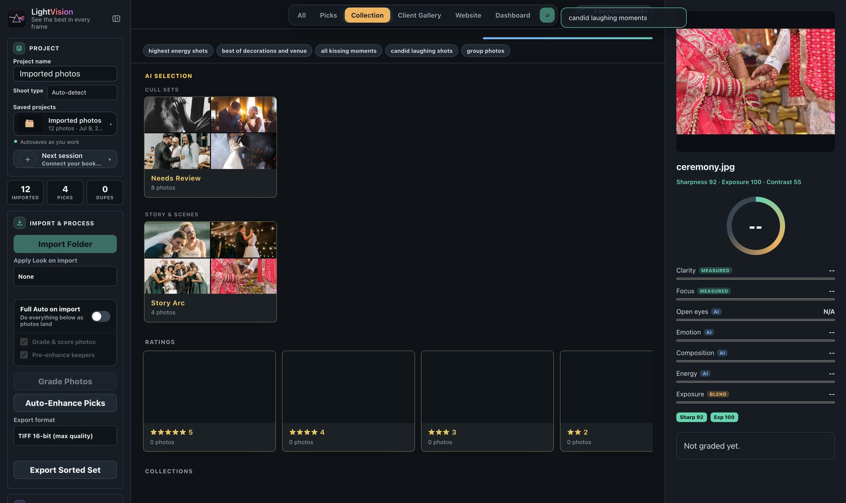 The Collections view: AI cull sets, a Story Arc of the day, ratings and one-tap themed collection chips